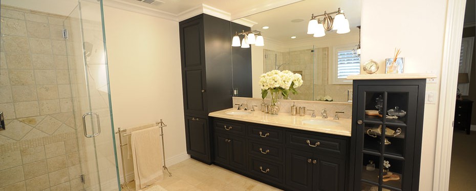 Elegant custom bathroom cabinets in black